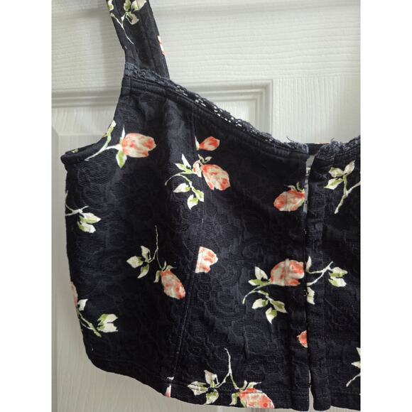 Urban Outfitters Kimchi Blu Bustier Crop Top Tank Hook and eye closure black L - Picture 5 of 9